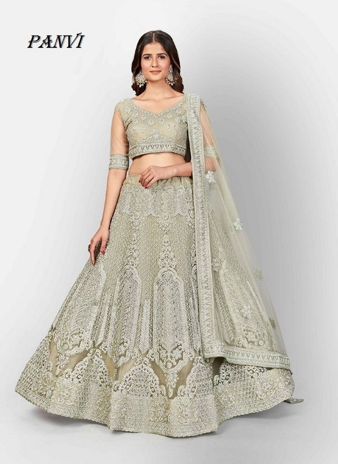 PANVI AZA Latest Fancy Designer Heavy Stylish Wedding Wear Soft Net Dori And Zarkan Work Lahenga Choli Collection